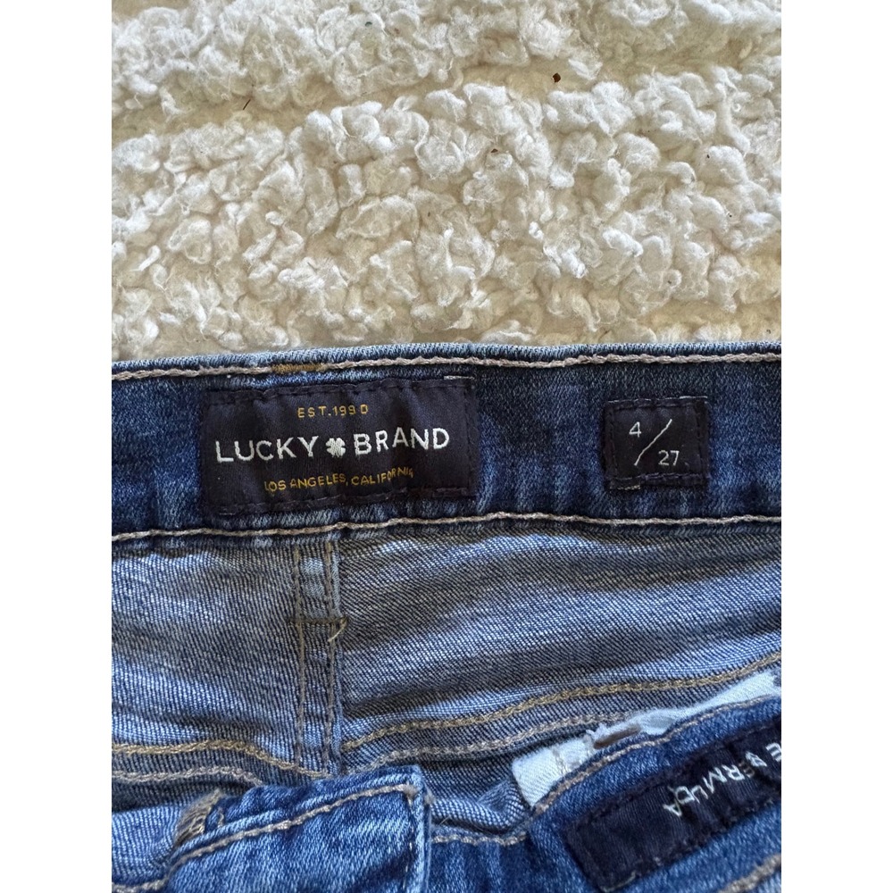 Lucky Brand The Bermuda Denim Shorts Blue Medium Wash Cuffed Women Size 4 27 - Picture 2 of 6